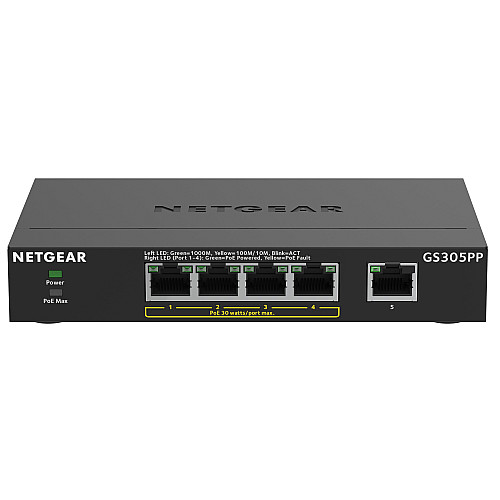Комутатор NETGEAR GS305PP 5xGE (4xPoE), 83Вт, Некерований
