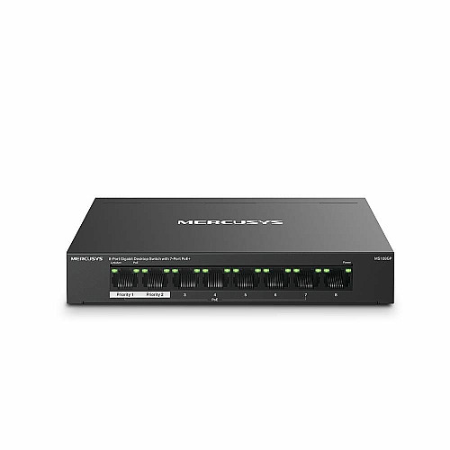Комутатор MERCUSYS MS108GP 8xGE (7xPoE), 65Вт, Некерований