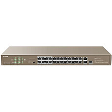 Комутатор TENDA TEF1126P-24-250W 24xFE PoE, 2xGE, 1xSFP/GE, Некерований