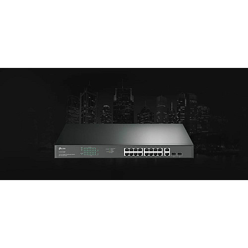 Коммутатор TP-LINK TL-SG1218MP 16xGE (16xPoE), 2xSFP, 120Вт, Неуправляемый