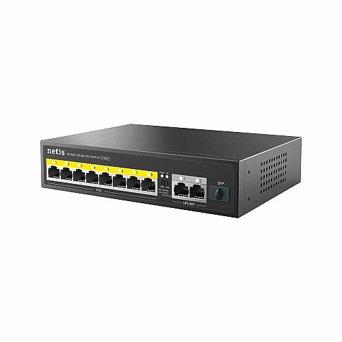 Коммутатор Netis P110GH 8xFE PoE, 3xGE (2xUplink, 1xSFP), 120Вт, Неуправляемый