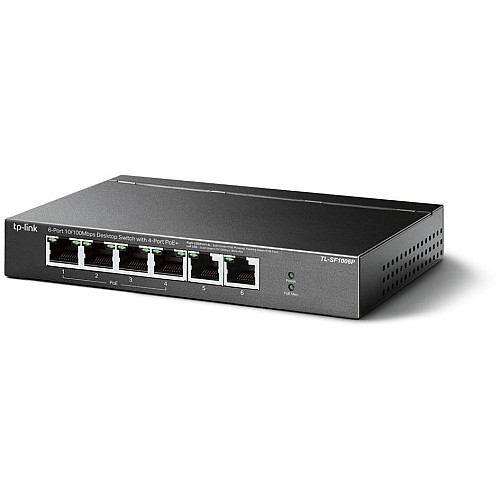 Комутатор TP-LINK TL-SF1006P 6x1FE (4xPoE), 67Вт, Некерований