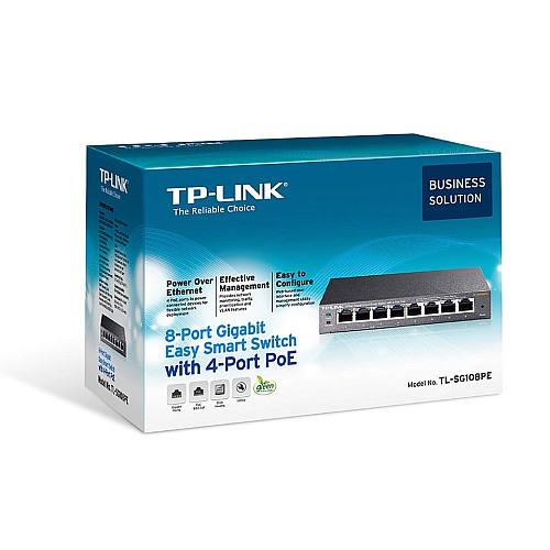Комутатор TP-LINK TL-SG108PE 8xGE (4xPoE), 65.2Вт, WebSmart