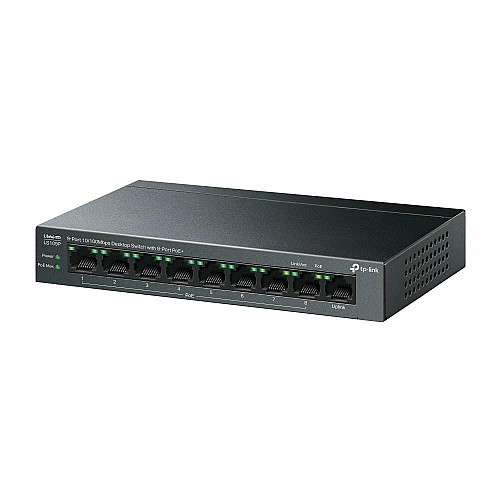 Комутатор TP-LINK LS109P  9xFE (8xPoE), 63 Вт