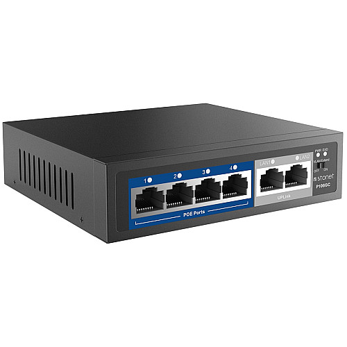 Комутатор Netis P106C 6xFE (4xPoE), 60Вт, Некерований