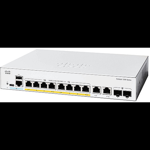 Коммутатор Cisco Catalyst 1200 8xGE, PoE, Ext PS, 2x1G Combo