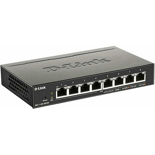 Коммутатор D-Link DGS-1100-08PV2 8xGE PoE 64Вт, EasySmart