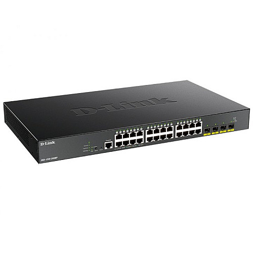 Комутатор D-Link DGS-1250-28XMP 24xGE PoE, 4xSFP+, 370W, WebSmart