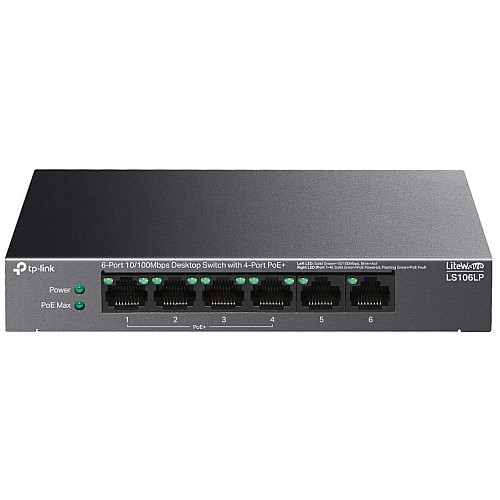 Комутатор TP-LINK LS106LP  6xFE (4xPoE), 41 Вт