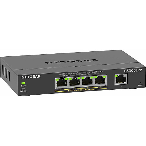 Коммутатор NETGEAR GS305EPP 5xGE (4xPoE), 120Вт, WebSmart