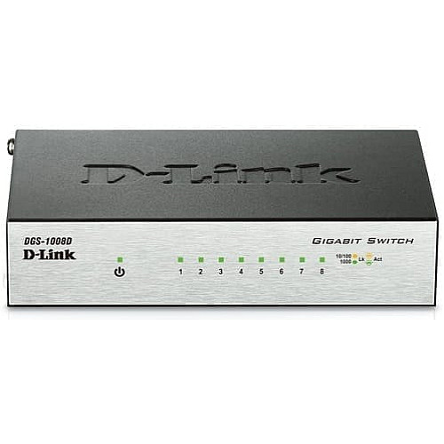 Комутатор D-Link DGS-1008D 8xGE, Некерований, корпус пластик
