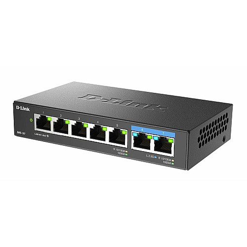Комутатор D-Link DMS-107/E 2x2.5GE, 5xGE, Некерований