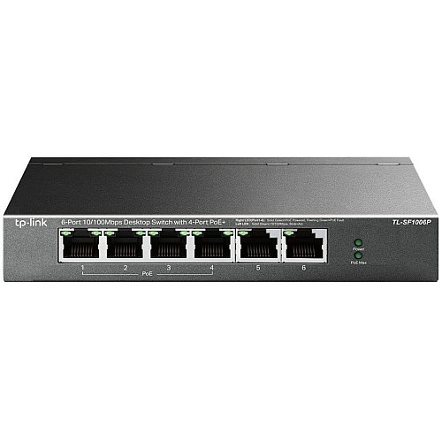 Комутатор TP-LINK TL-SF1006P 6x1FE (4xPoE), 67Вт, Некерований