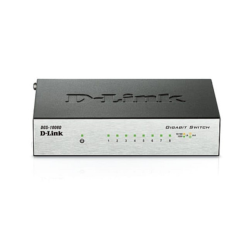 Комутатор D-Link DGS-1008D 8xGE, Некерований, корпус пластик