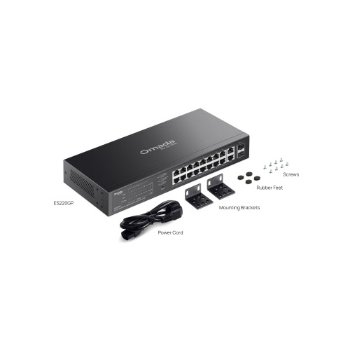 Комутатор TP-LINK ES220GP  18xGE (16xPoE), 250W, 2xSFP, WebSmart