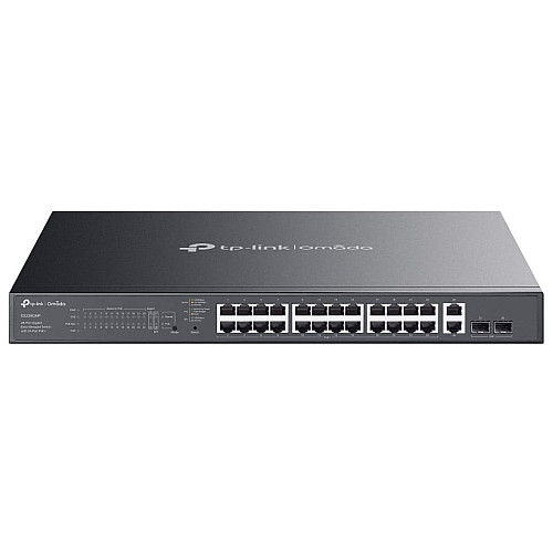 Комутатор TP-LINK ES228GMP  26xGE (24xPoE), 384Вт, 2xSFP, WebSmart
