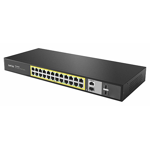 Коммутатор Netis P124GH 24xFE PoE, 4xGE (2xUplink, 2xSFP), 360Вт, Неуправляемый