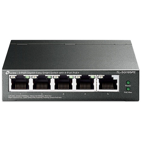 Комутатор TP-LINK TL-SG105PE 5xGE (4xPoE) 65Вт, WebSmart