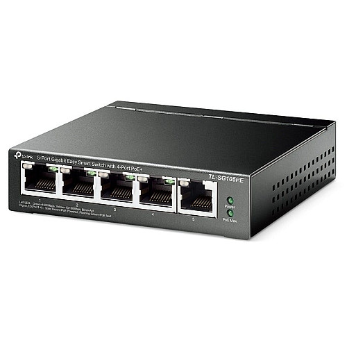 Комутатор TP-LINK TL-SG105PE 5xGE (4xPoE) 65Вт, WebSmart
