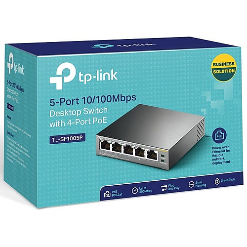 Коммутатор TP-LINK TL-SF1005P 5xFE (4xPoE), 56Вт, Неуправляемый