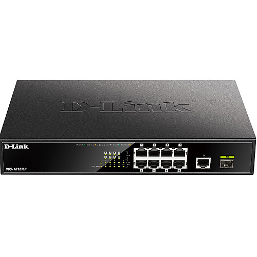 Комутатор D-Link DGS-1010MP 9xGE PoE, 1xSFP, 125W