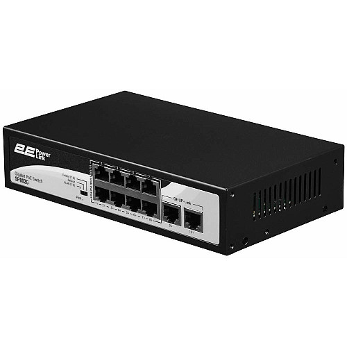 Комутатор 2E PowerLink SP802G 10xGE (8xPoE, 2xUplink), 120Вт, Некерований
