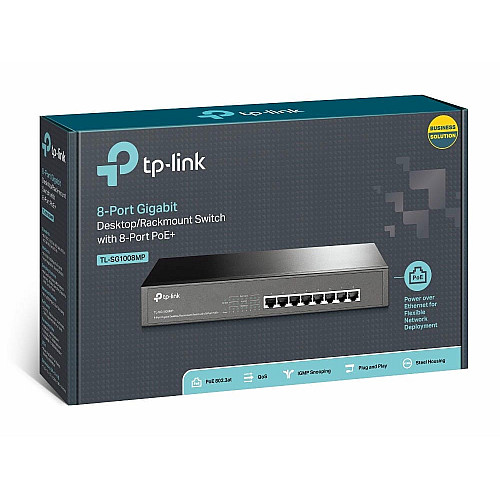 Комутатор TP-LINK TL-SG1008MP 8xGE (8xPoE), 126Вт, Некерований