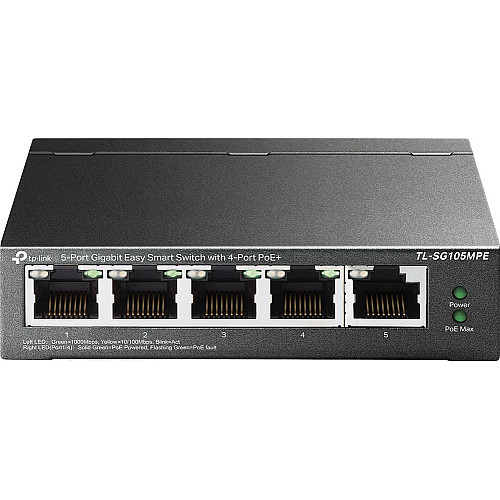 Комутатор TP-LINK TL-SG105MPE 5xGE (4xPoE), 120Вт, WebSmart