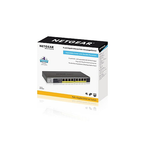 Коммутатор NETGEAR GS108LP 8xGE PoE, 60Вт, Неуправляемый