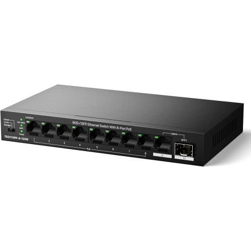 Комутатор TENDA TEG1110PF-8-120W 8xGE PoE, 1xGE, 1xSFP, Некерований