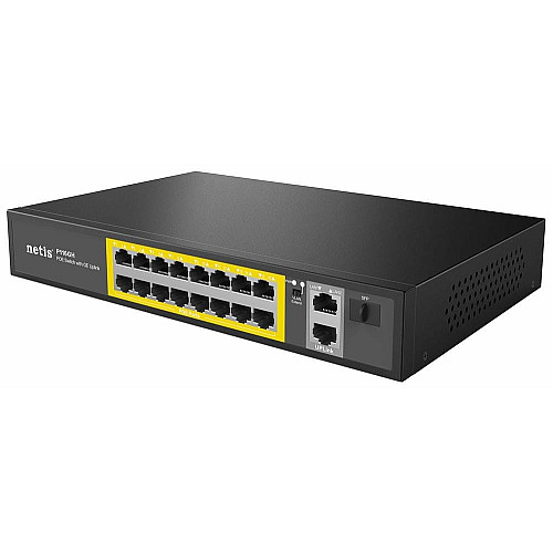 Коммутатор Netis P116GH 16xFE PoE, 3xGE (2xUplink, 1xSFP), 240Вт, Неуправляемый