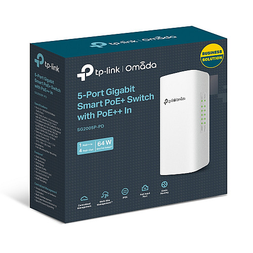 Комутатор TP-LINK SG2005P-PD  4xGE (4xPoE), 64W, 1xGE uplink (1xPoe), WebSmart, outdoor