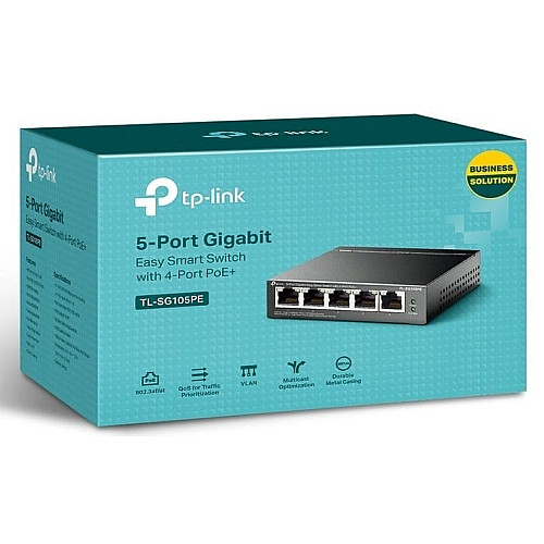 Комутатор TP-LINK TL-SG105PE 5xGE (4xPoE) 65Вт, WebSmart