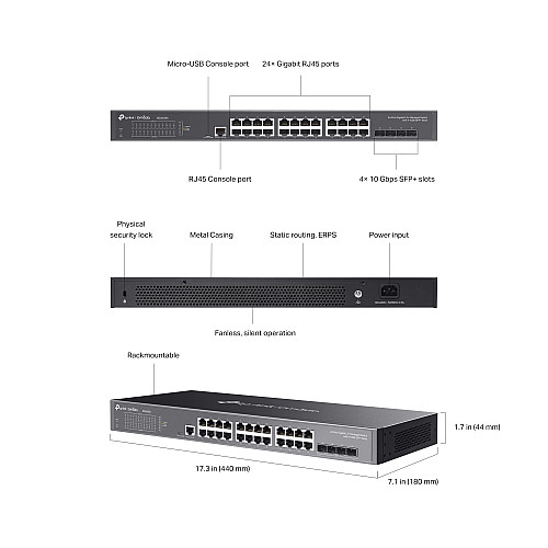 Комутатор TP-LINK SG3428X 24xGE, 4xSFP+, Керований L2