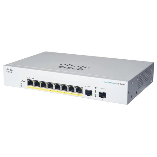Комутатор Cisco CBS220 8хGE, PoE, Ext PS, 2x1G SFP, Smart
