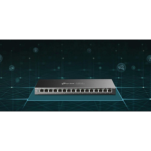 Комутатор TP-LINK TL-SG116P 16xGE (16xPoE), 120Вт, Некерований