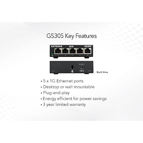 Коммутатор NETGEAR GS305 5xGE, Неуправляемый