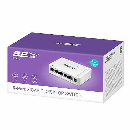 Коммутатор 2E PowerLink SG105C, 5xGE, Неуправляемый