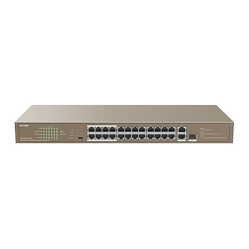 Комутатор TENDA TEF1126P-24-250W 24xFE PoE, 2xGE, 1xSFP/GE, Некерований