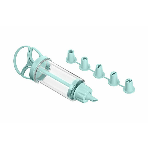 Шприц кондитерський з насадками ARDESTO Tasty baking, 19x6.5x4.5см, пластик, блакитний