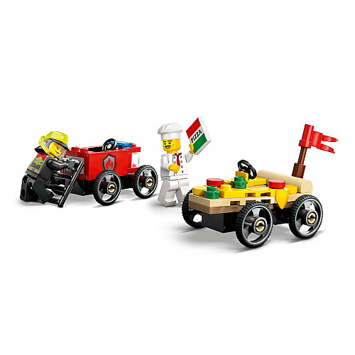 Конструктор LEGO City «Пицца-авто против пожарной машины» Набор гонок