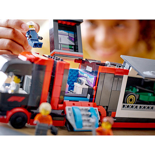 Конструктор LEGO City Вантажівка F1 з автомобілями RB20 та AMR24