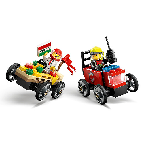 Конструктор LEGO City «Пицца-авто против пожарной машины» Набор гонок
