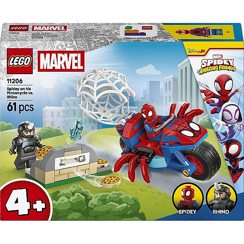 Конструктор LEGO Spidey Паук на мотоцикле против Носорога