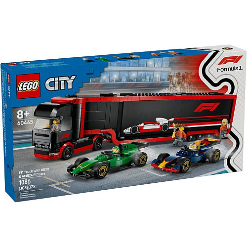 Конструктор LEGO City Вантажівка F1 з автомобілями RB20 та AMR24