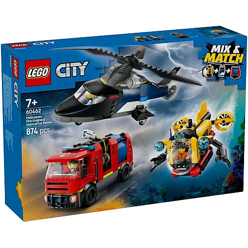 Конструктор LEGO City Ремікс вертольотів, пожежних машин і підводних човнів