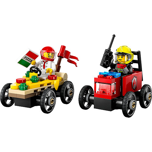 Конструктор LEGO City «Пицца-авто против пожарной машины» Набор гонок