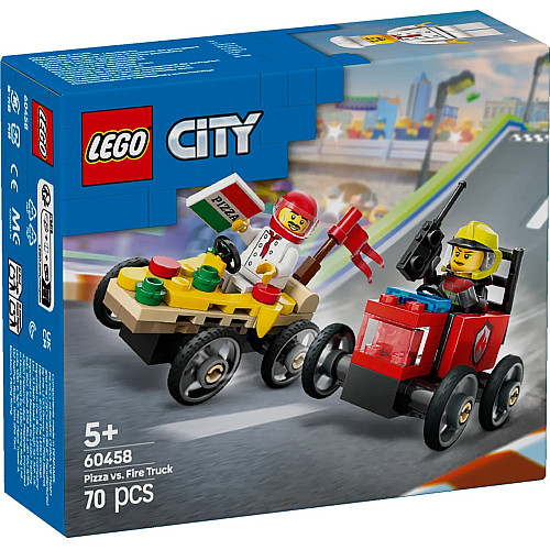 Конструктор LEGO City «Пицца-авто против пожарной машины» Набор гонок