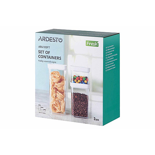 Набор контейнеров для хранения продуктов ARDESTO Fresh, 3шт, пластик, белый