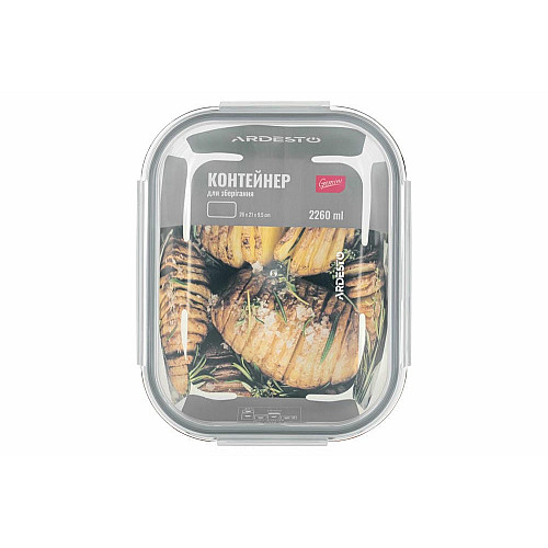 Контейнер для хранения пищевых продуктов ARDESTO Gemini, 2.26л, боросиликатное стекло, пластик, прямоугольный, прозрачный